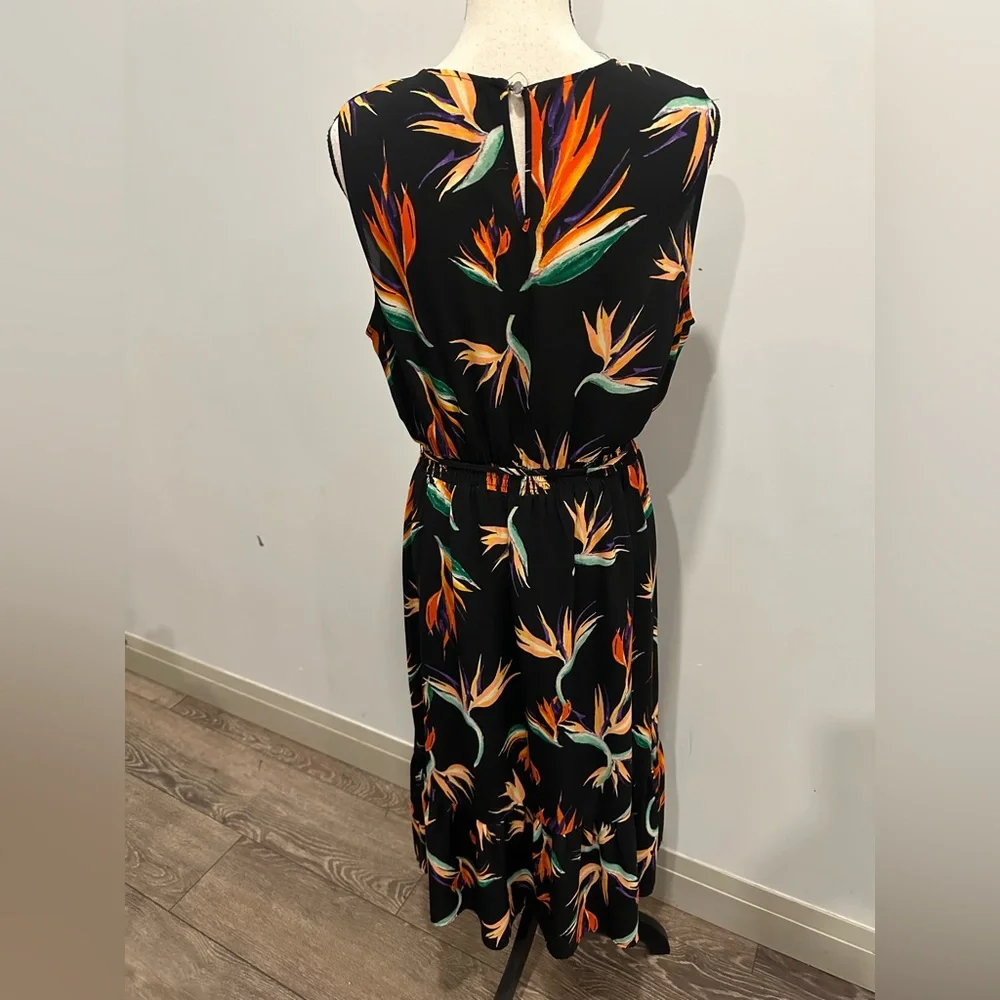 SOLD Massimo bird of paradise colourful black maxi dress floral abstract LARGE - Picture 4 of 6